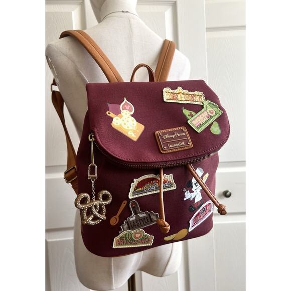DISNEY PARKS LOUNGEFLY 2024 Food Wine Festival Backpack Mickey Pretzel Charm Fob - Picture 6 of 15